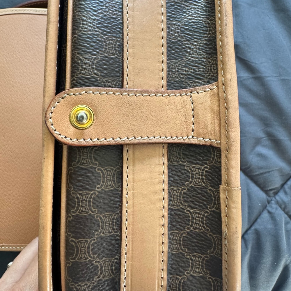 Vintage Celine Brown Leather Saddle Crossbody with Tan Trim - Picture 12 of 16